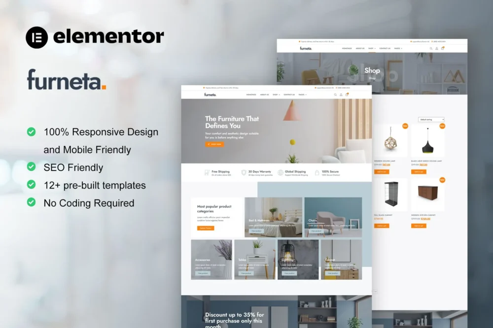 Furneta - Furniture Shop Elementor Template Kit Furneta - Furniture Shop Elementor Template Kit