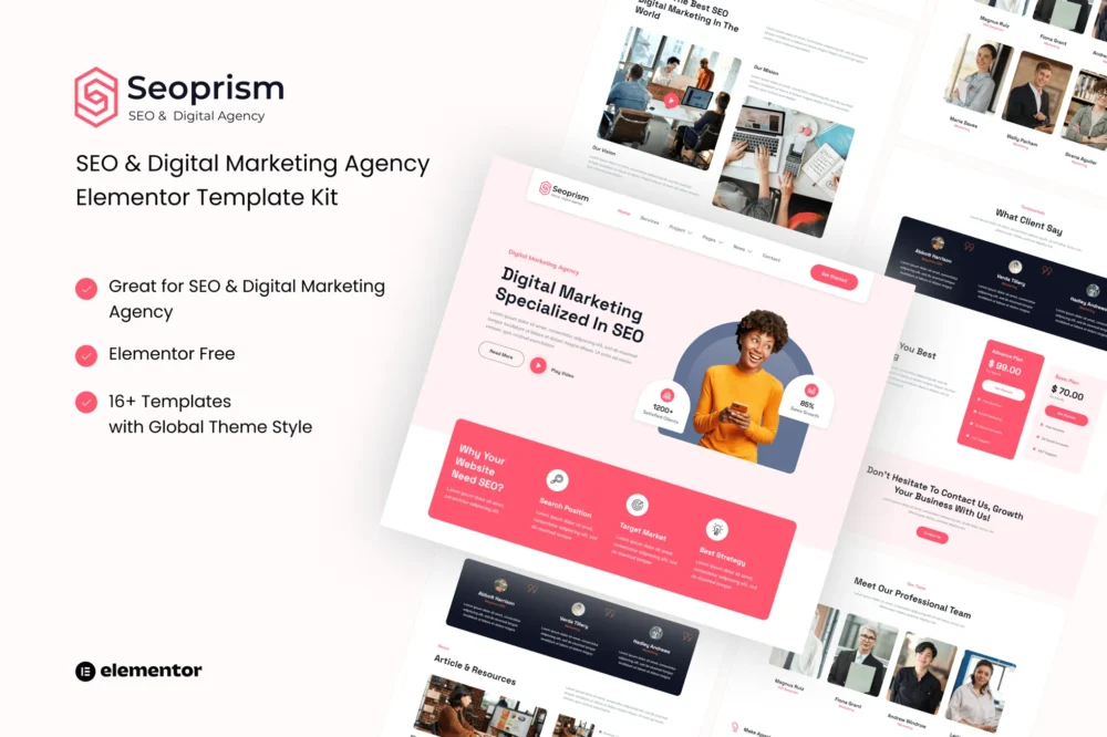 Seoprism - SEO & Digital Agency Elementor Template Kit Seoprism - SEO & Digital Agency Elementor Template Kit