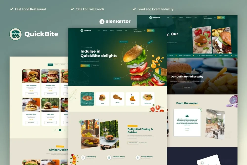 Quick Bite - Restaurant & Cafe Elementor Pro Template Kit Quick Bite - Restaurant & Cafe Elementor Pro Template Kit