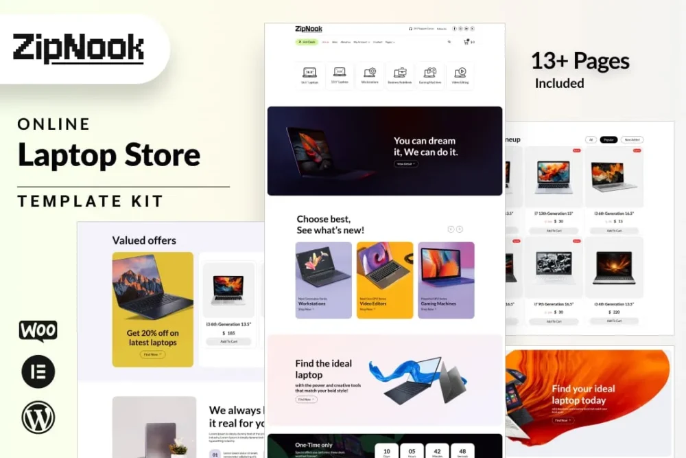 Zipnook - Woocommerce Laptop Store Elementor Pro Template Kit Zipnook - Woocommerce Laptop Store Elementor Pro Template Kit