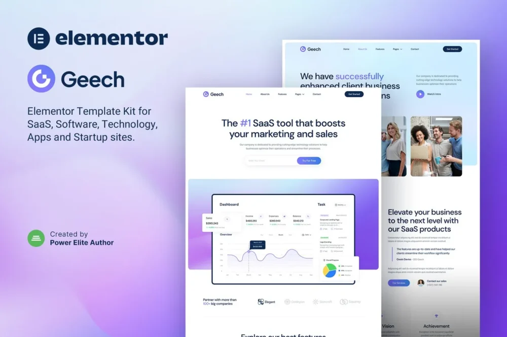 Geech - SaaS & Tech Startup Company Elementor Template Kit Geech - SaaS & Tech Startup Company Elementor Template Kit