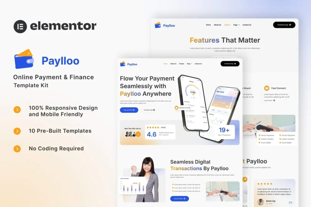Paylloo - Online Payment & Finance Elementor Template Kit Paylloo - Online Payment & Finance Elementor Template Kit
